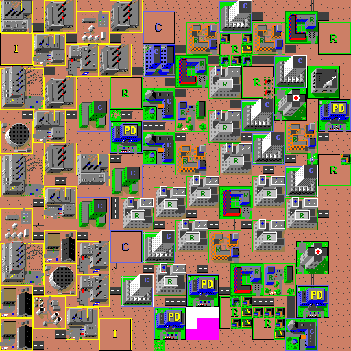A dense, fully developed city built by the trained specialist